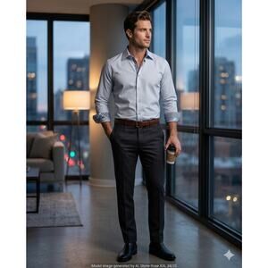 Stone Rose Men's XXL Red Rivet Collection Dress Shirt Blue Micro Print Tailored